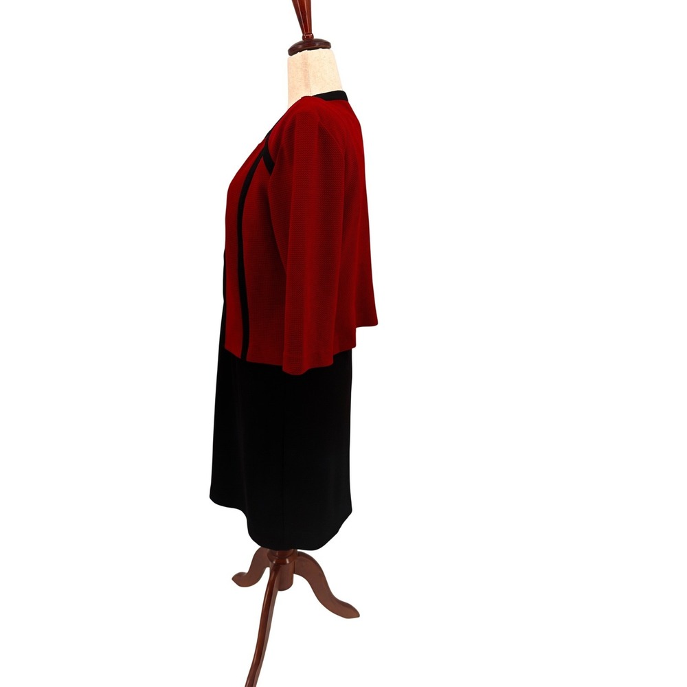 Studio One New York Dress & Jacket Set Womens 12 Cranberry Black Gold Buckle 2Pc - Picture 3 of 14